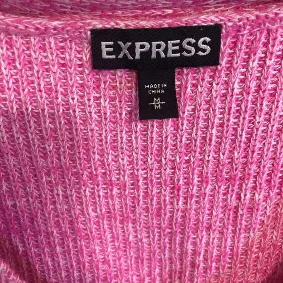 Express Pink V-Neck Lightweight Knit Sweater - Picture 2 of 2